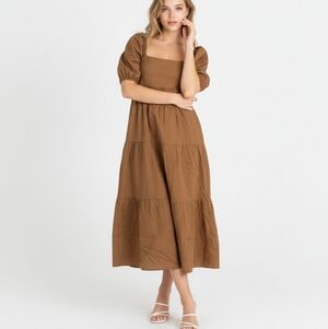 MINKPINK Yasamin Caramel tiered dress NWT